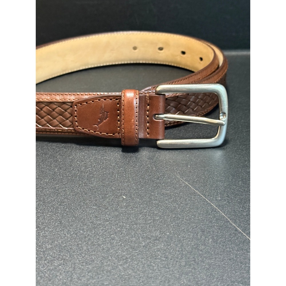Tommy Bahama Mens Basket Weave Belt Brown 40 Resort Golf Preppy Office Dress